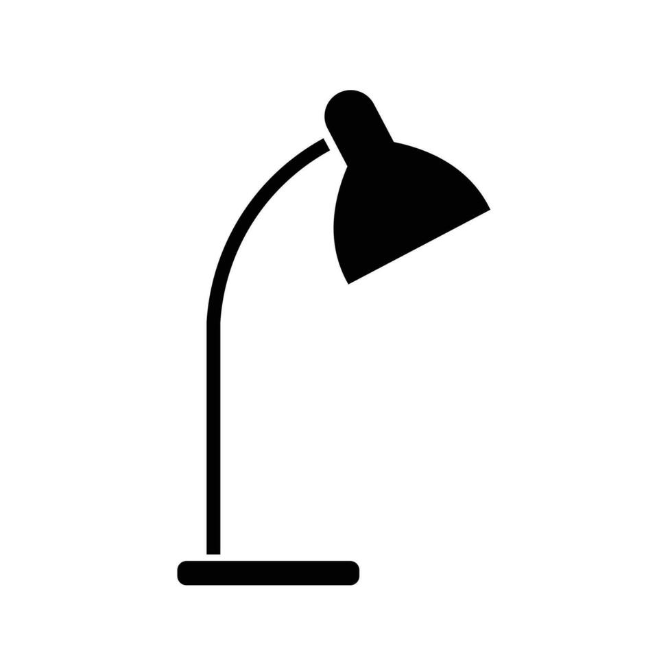 Desk lamp flat silhouette vector on white background. Office supply icons. Stationery symbols. Item for office concept.