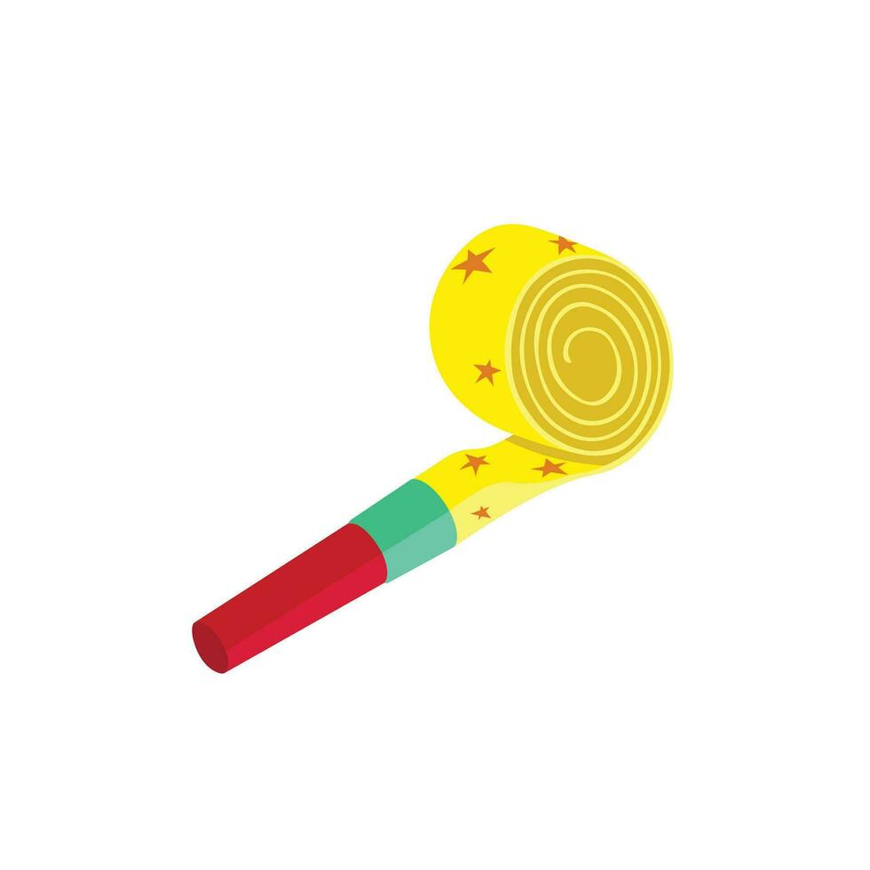 Colorful party blower flat vector in cartoon style. Birthday item in doodle style. Hand drawing icon for party concept.