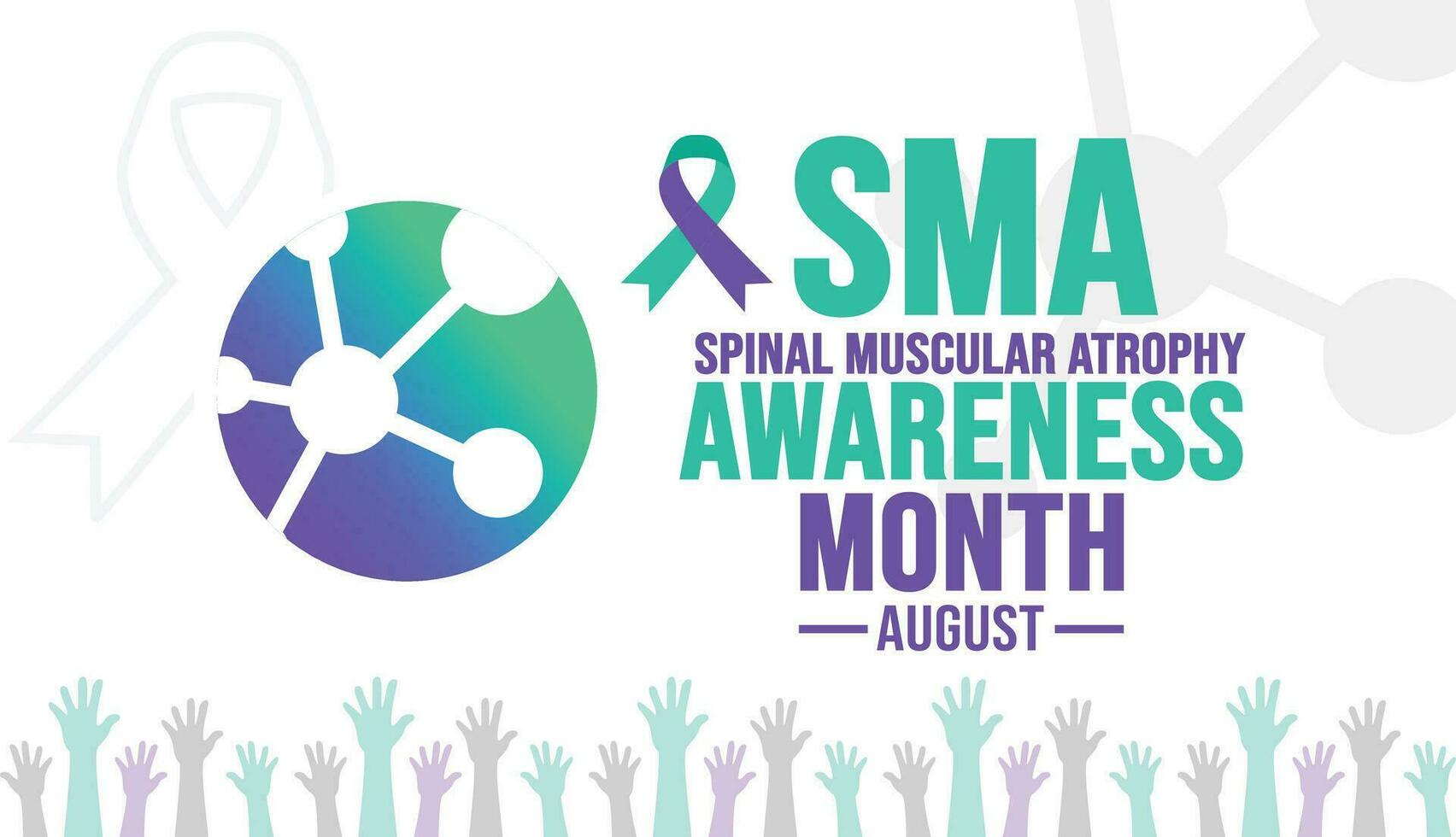 August is Spinal Muscular Atrophy sma Awareness Month background template. Holiday concept. background, banner, card, and poster design template with ribbon, text inscription and standard color. vector