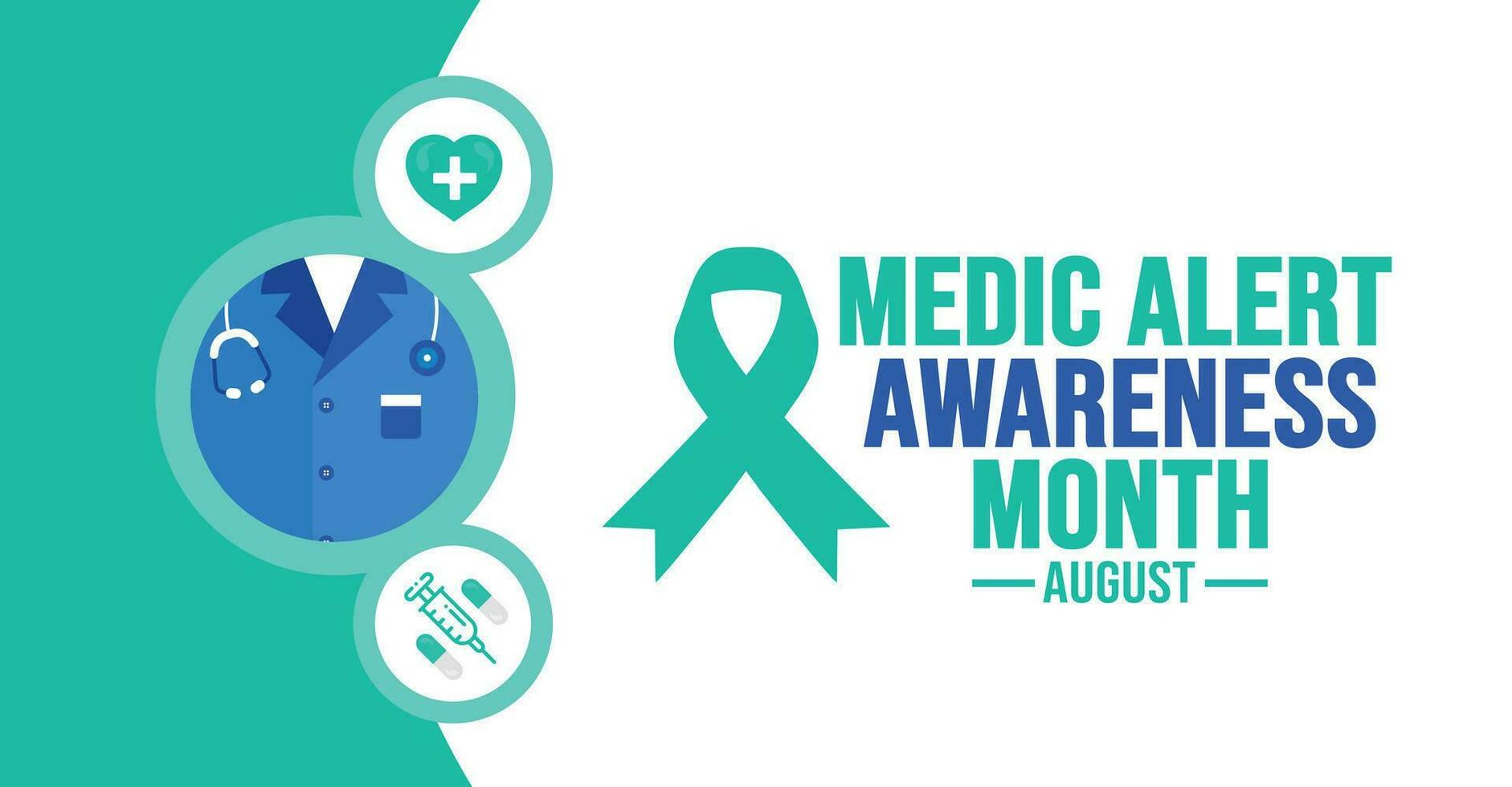 August is Medic Alert Awareness Month background template. Holiday concept. background, banner, placard, card, and poster design template with ribbon text inscription and standard color. vector