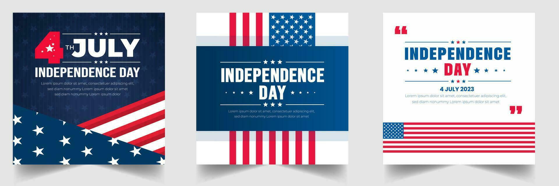 4th of July United States Independence Day celebration promotion advertising social media post banner, sticker, background, poster, card design set. Independence day USA festive decoration. usa flag vector