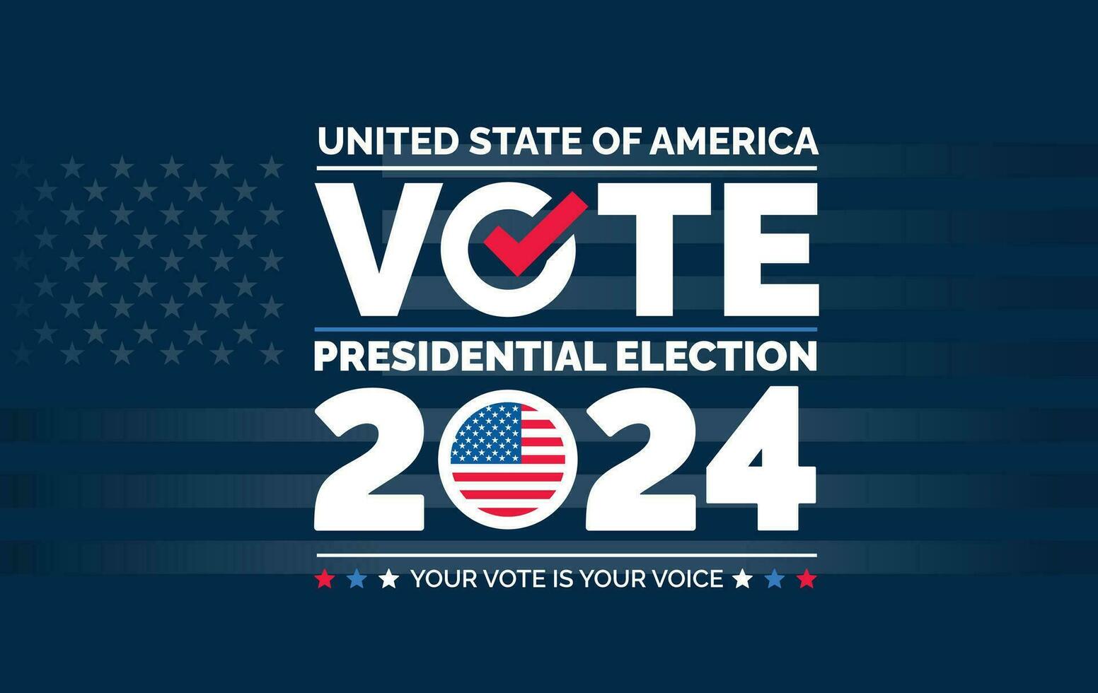 USA 2024 Presidential Elections Event Banner, background, card, poster design. Presidential Elections 2024 Banner with American colors design and typography. Vote day, November 5. US Election. vector