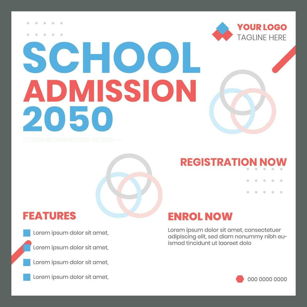 School Admission Social Media Poster Design vector