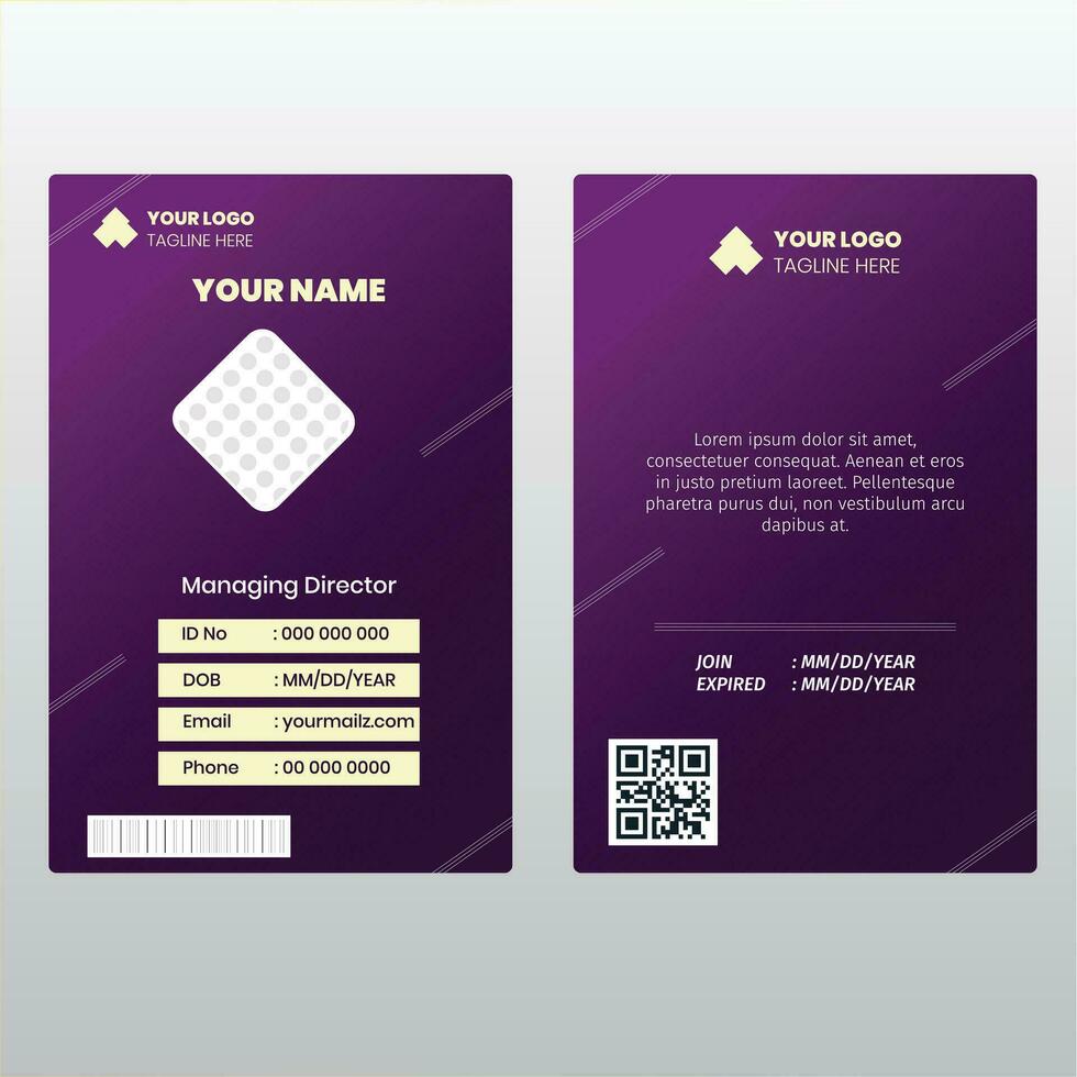 Id card design purple vector