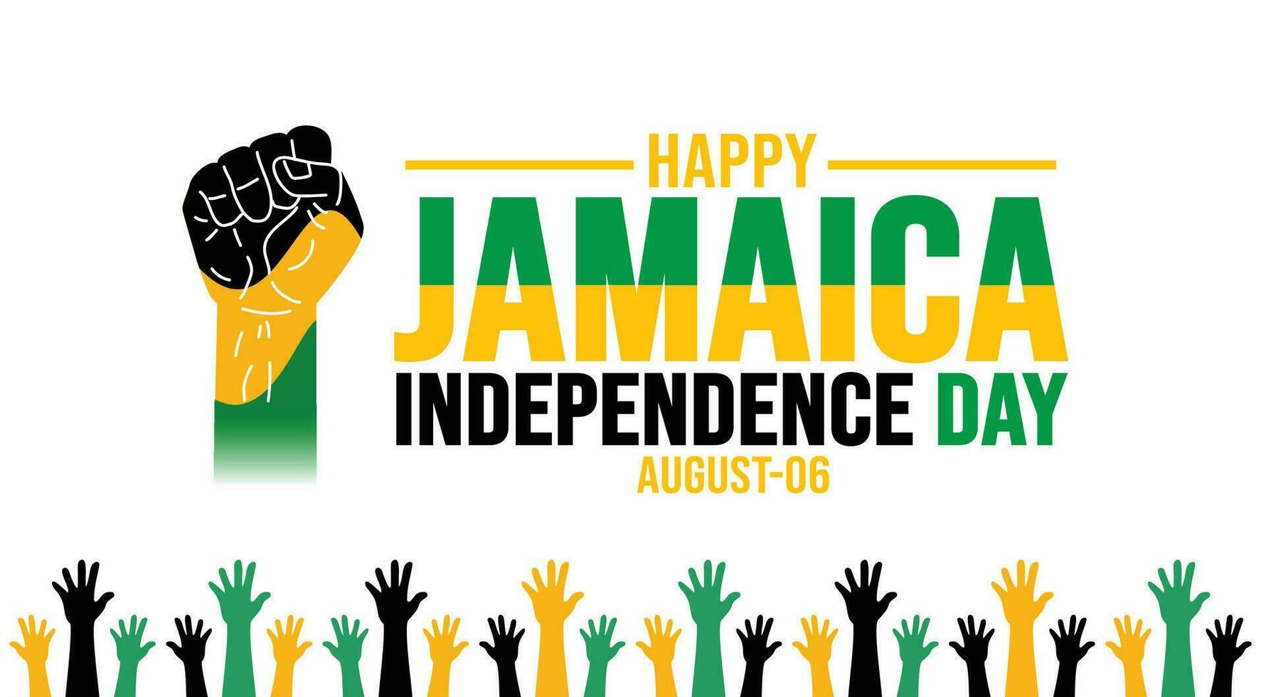 Jamaica Happy Independence Day background template. Holiday concept. background, banner, placard, card, and poster design template with text inscription and standard color. vector illustration.