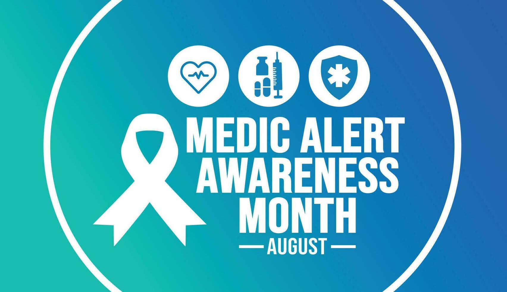 August is Medic Alert Awareness Month background template. Holiday concept. background, banner, placard, card, and poster design template with ribbon text inscription and standard color. vector