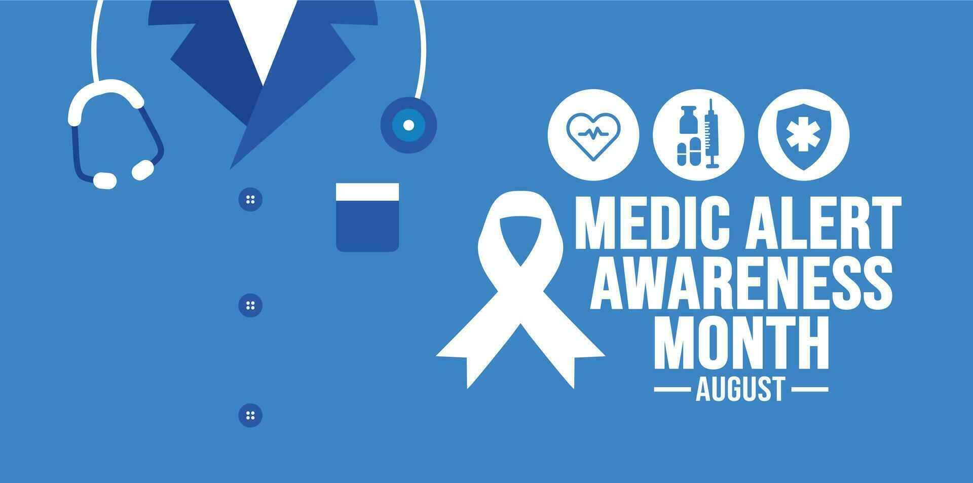 August is Medic Alert Awareness Month background template. Holiday concept. background, banner, placard, card, and poster design template with ribbon text inscription and standard color. vector