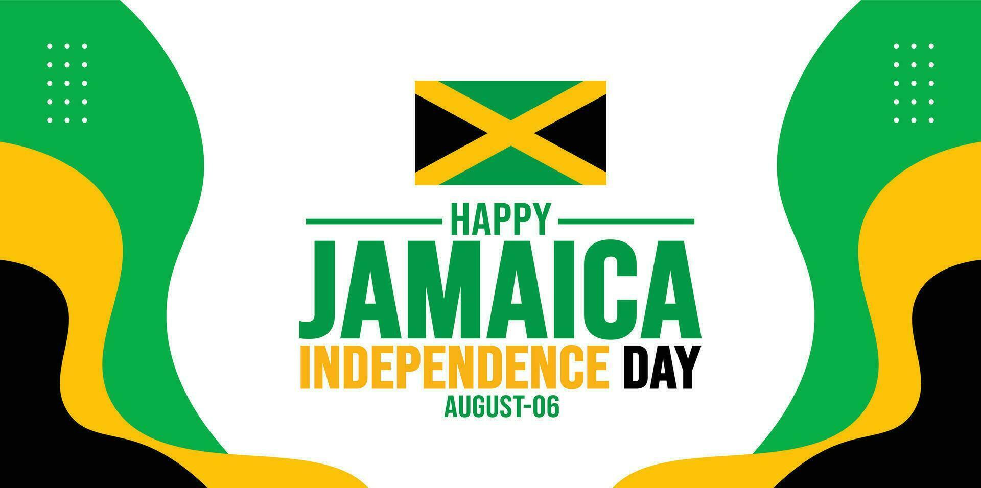 Jamaica Happy Independence Day background template. Holiday concept. background, banner, placard, card, and poster design template with text inscription and standard color. vector illustration.