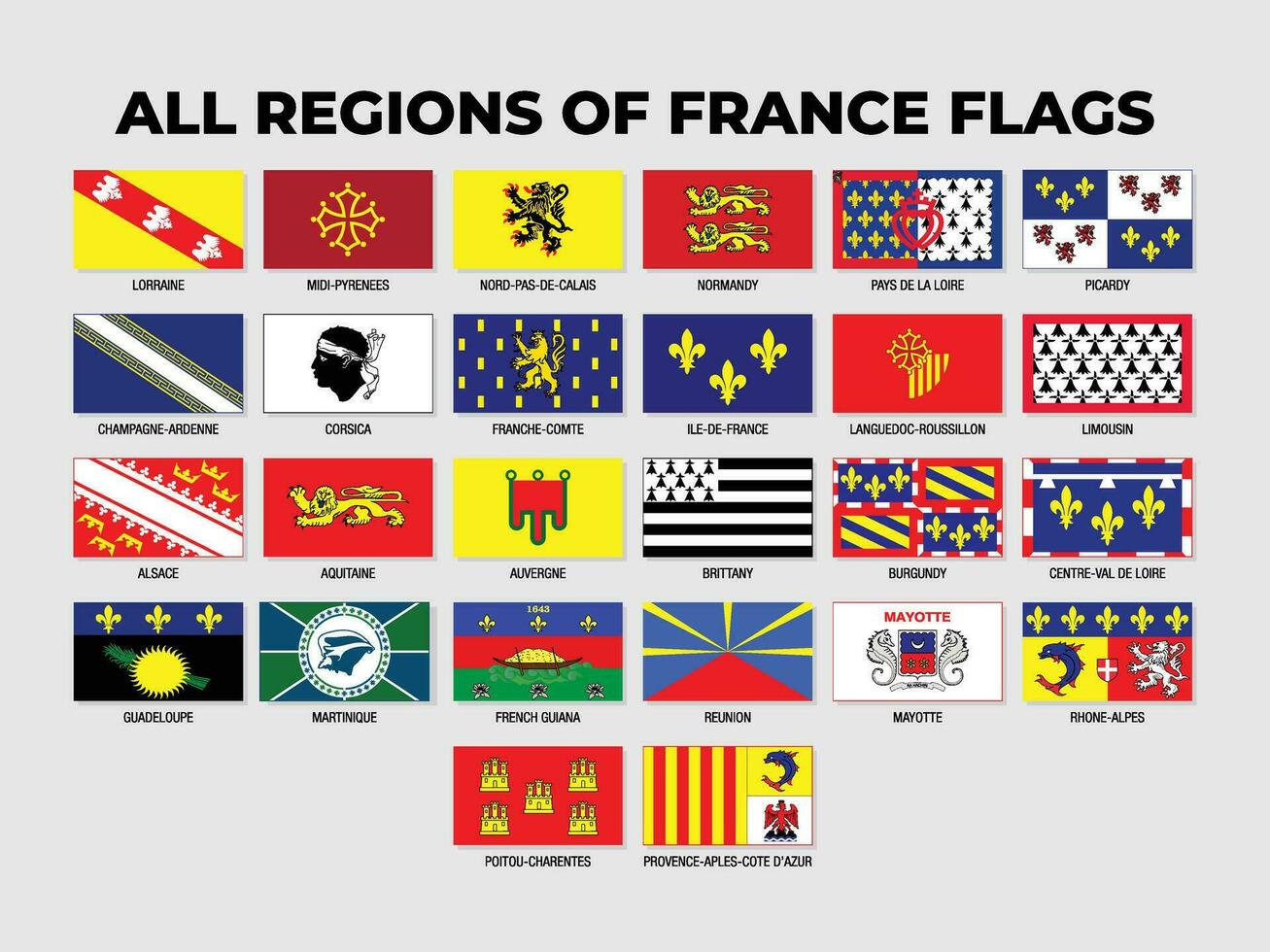 France States and States Flags Collection Design Template vector