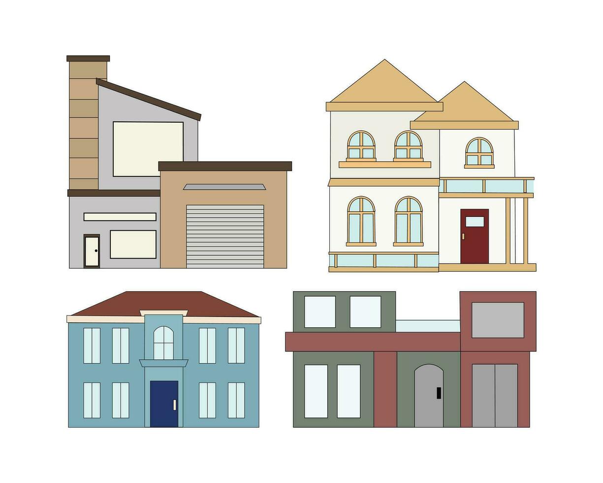 Abstract Vector House Icons Set Design Template