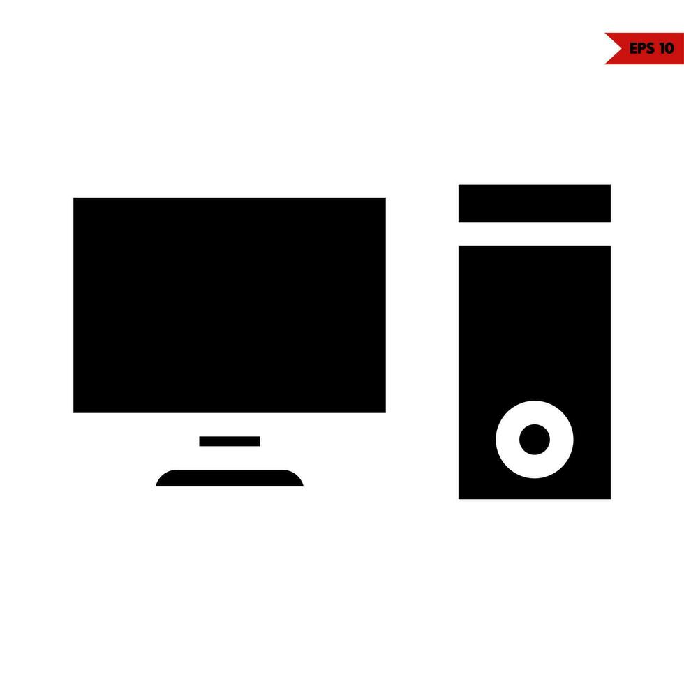 computer with pc computer glyph icon vector