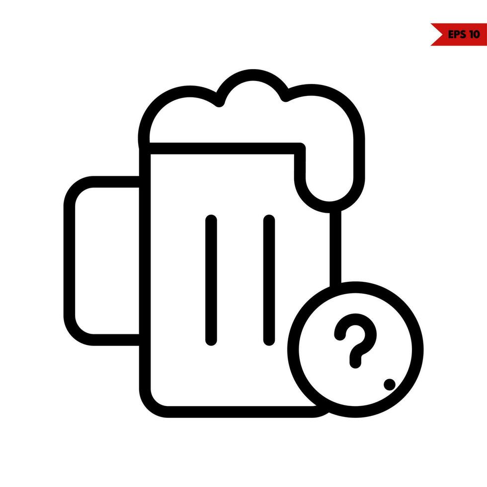 glass beer  with question mark in button line icon vector