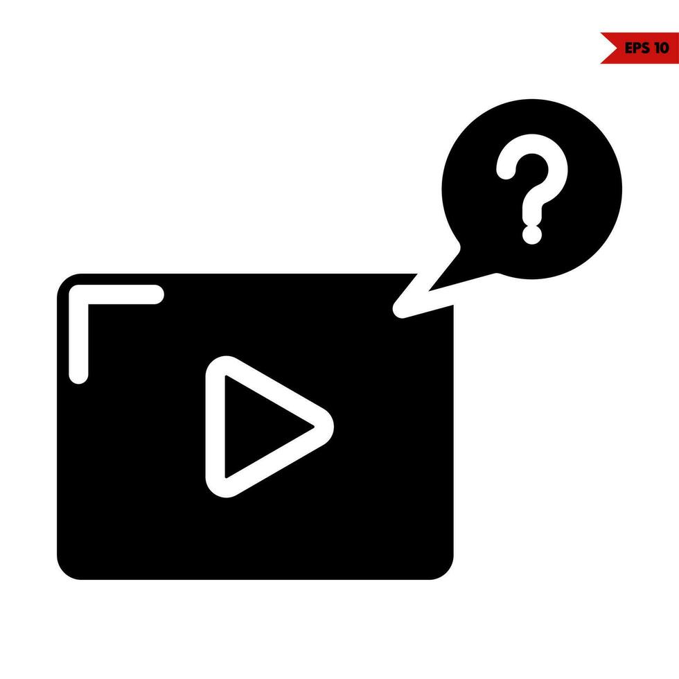 video with question mark in speech bubble glyph icon vector