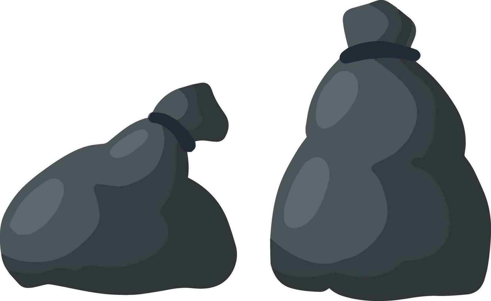 Black trash bag and trash. set of objects. Cartoon flat illustration. Plastic packaging. Processing of wastes. problem of ecology and junk vector
