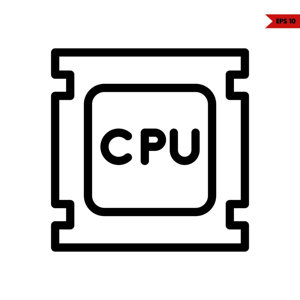 icono de línea de cpu vector