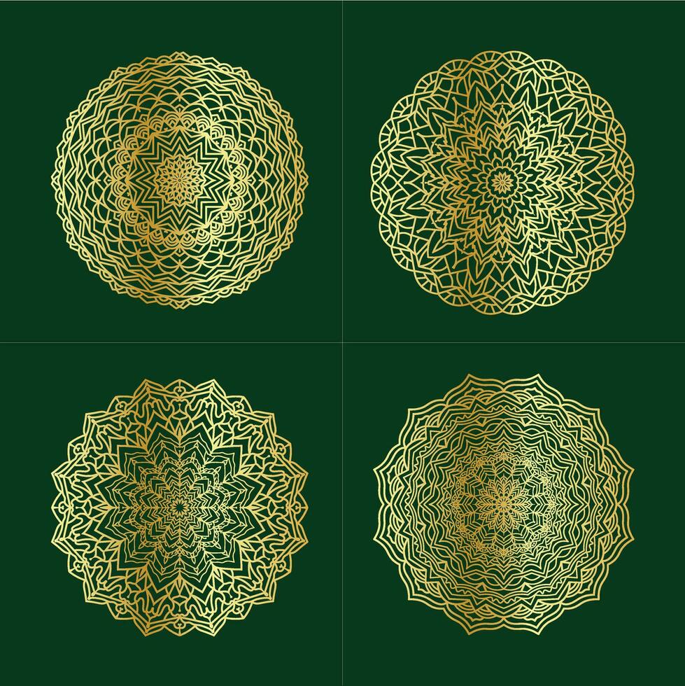 islámico oro color lujo mandala haz vector