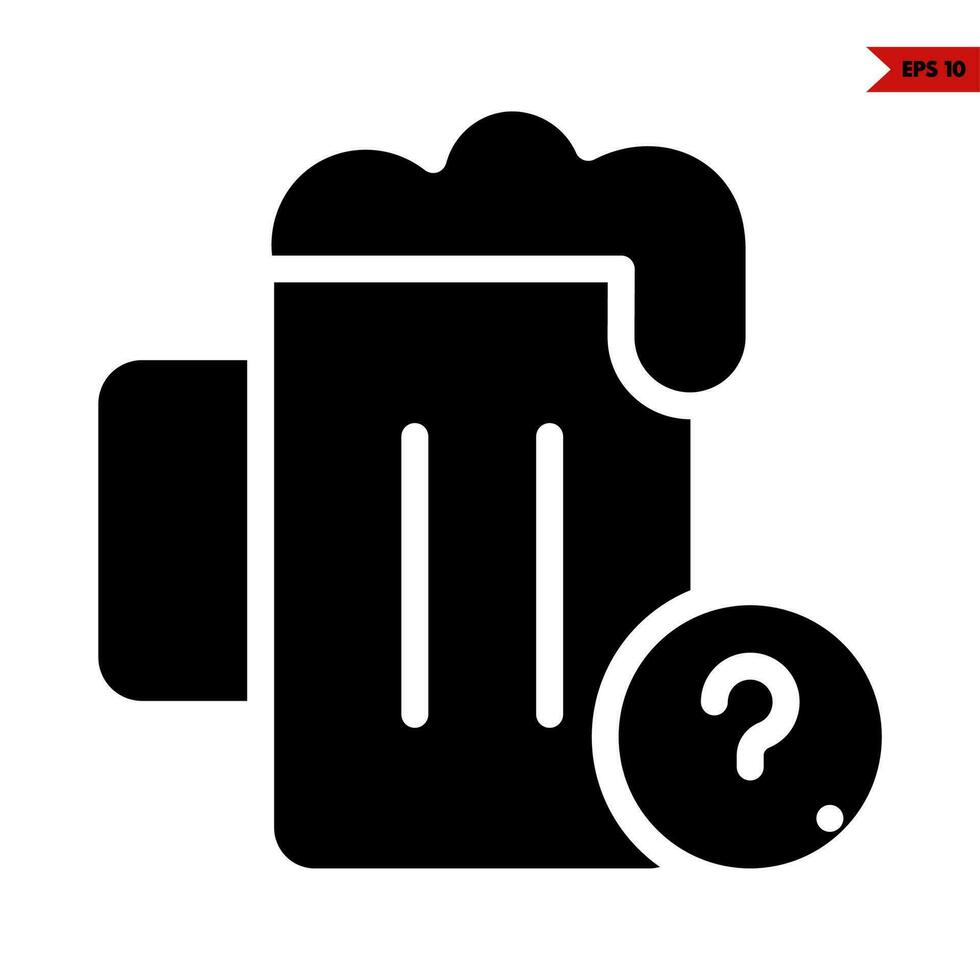 glass beer with question mark in button glyph icon vector