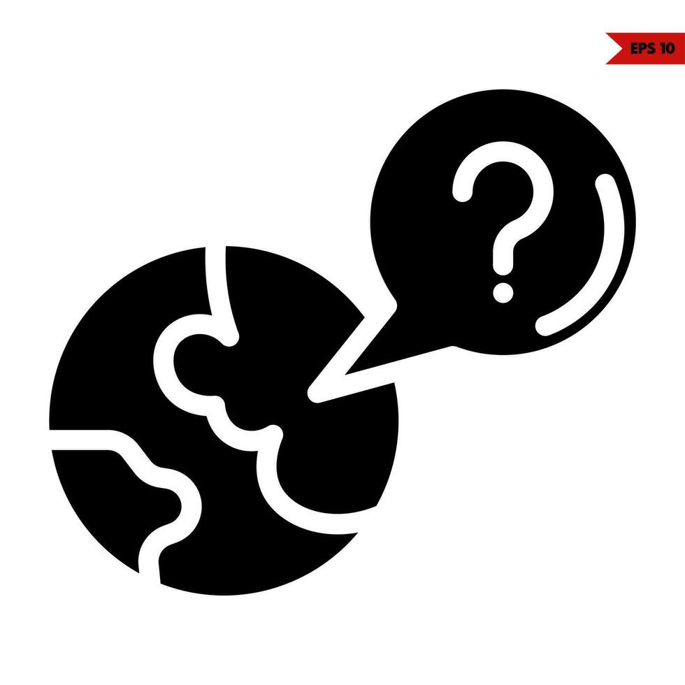 earth with question mark in speech bubble glyph icon vector