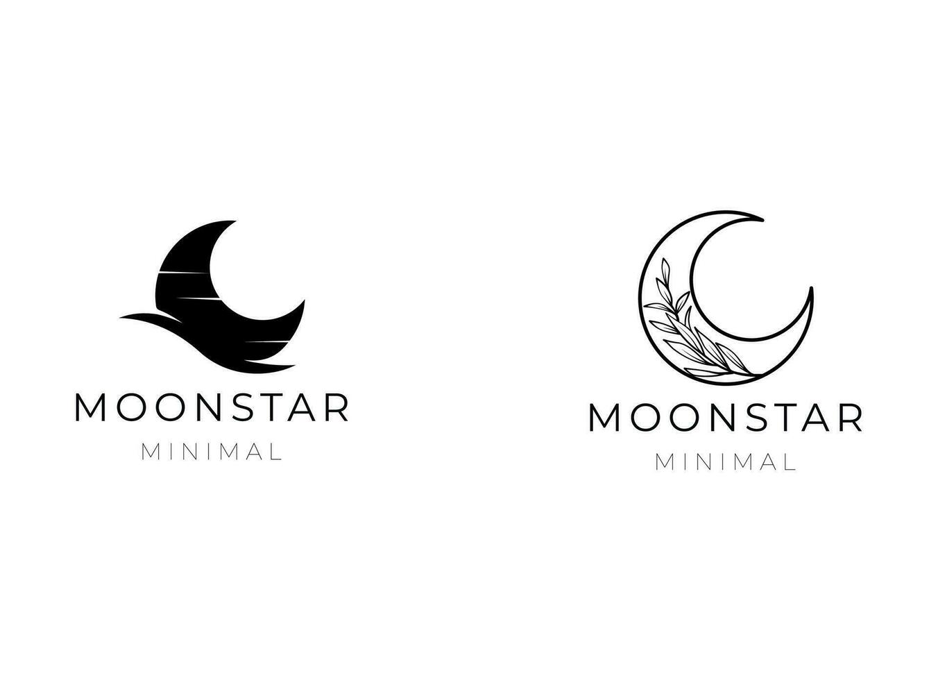 elegant crescent moon and star logo design line icon vector in luxury style outline linear