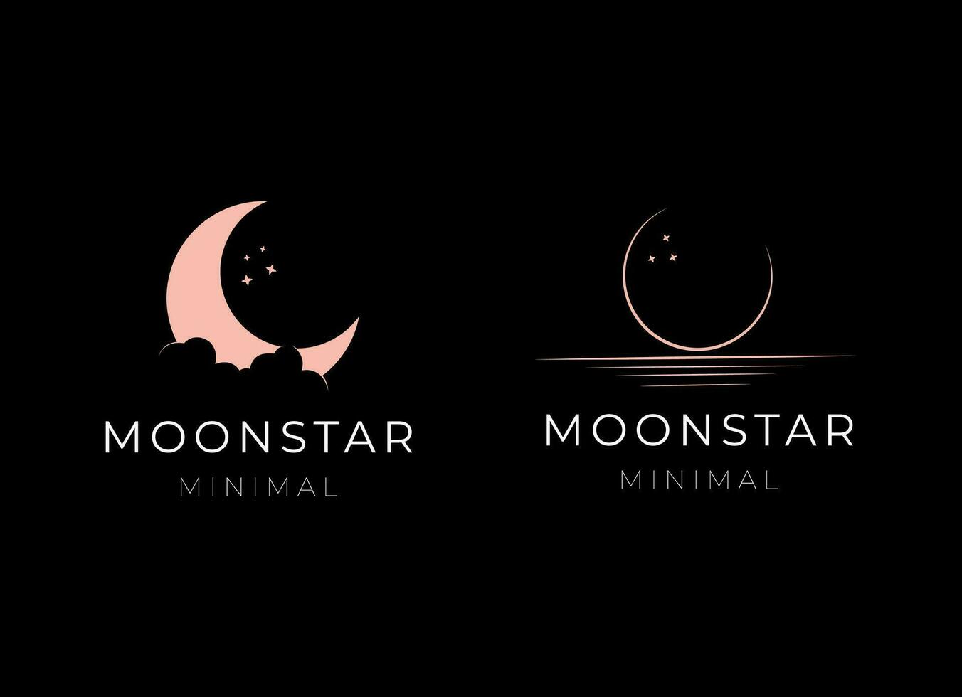 elegant crescent moon and star logo design line icon vector in luxury style outline linear