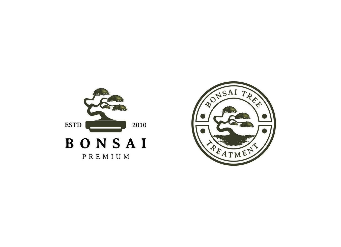 bonsai logo design silhouette icon vector