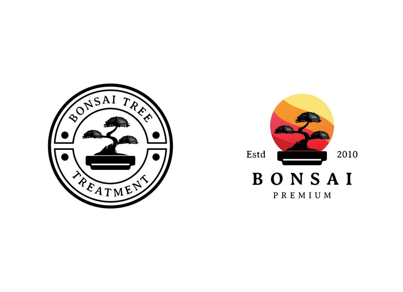 vector de icono de silueta de diseño de logotipo de bonsái