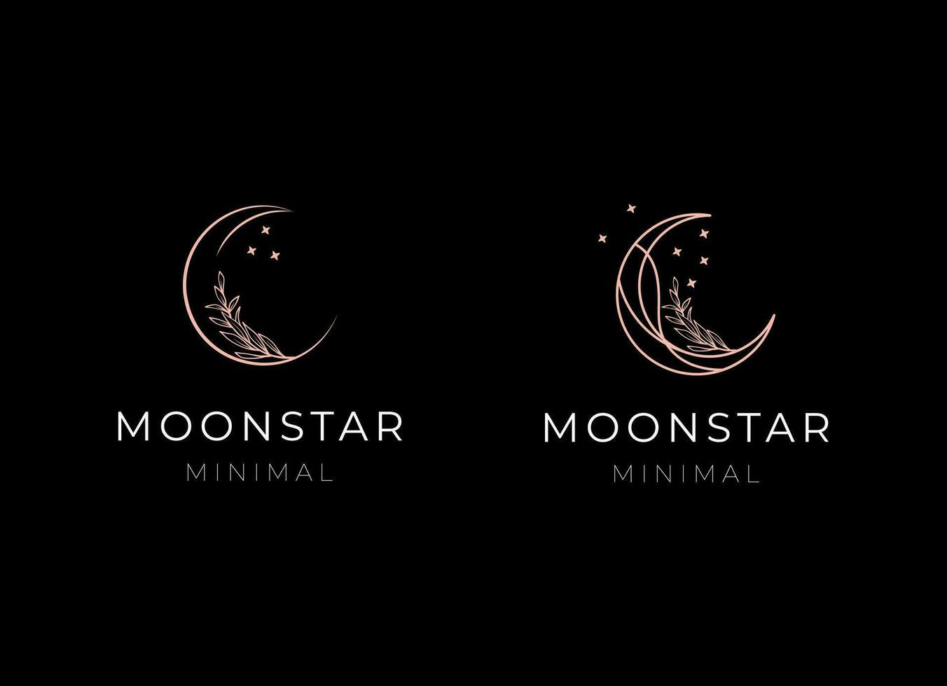 elegant crescent moon and star logo design line icon vector in luxury style outline linear