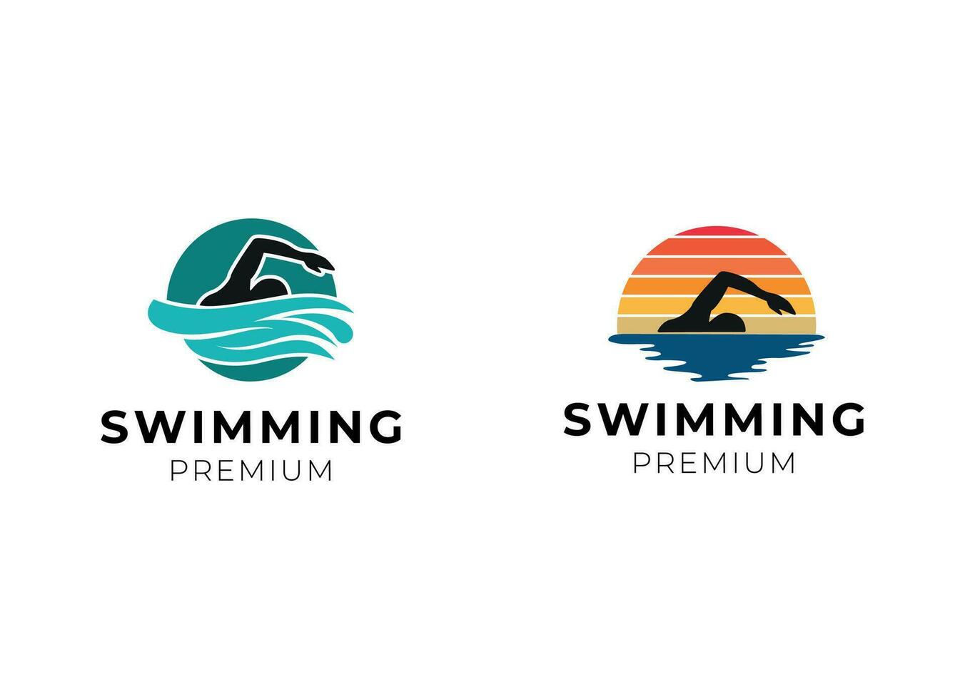 Swimming Sport Label logo design inspiration vector