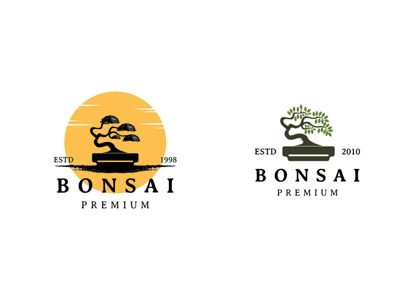 bonsai logo design silhouette icon vector