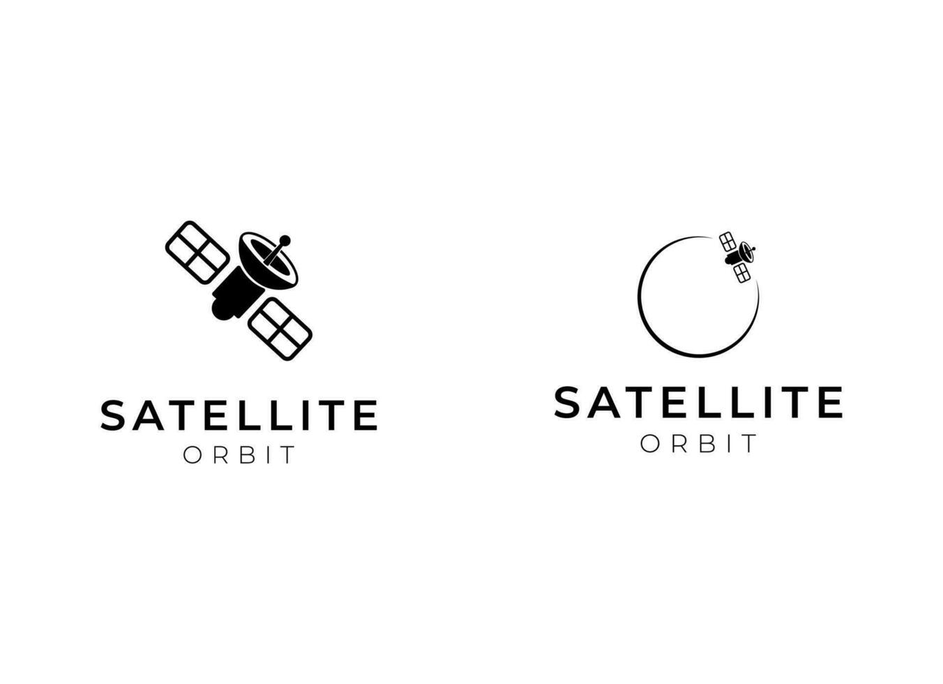 satélite logo modelo. comunicación tecnología logo concepto para satélite vector