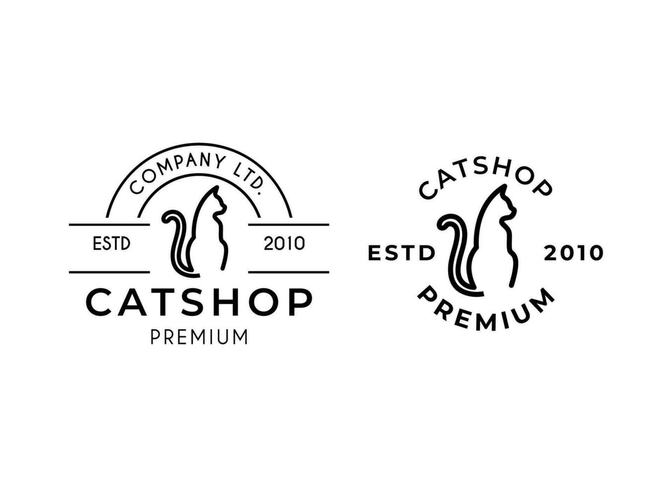 mascota tienda logo, gato logo diseño modelo. mascota cuidado logo vector