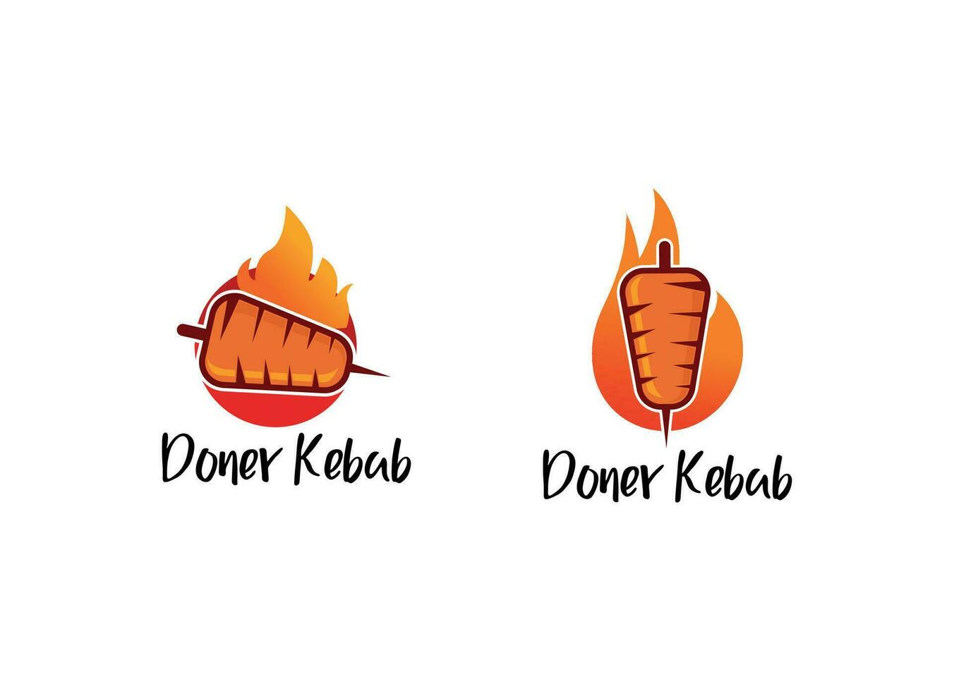 Shish kebab logo design. Meat skewer with vegetable vector design. Grilled meat skewers logotype