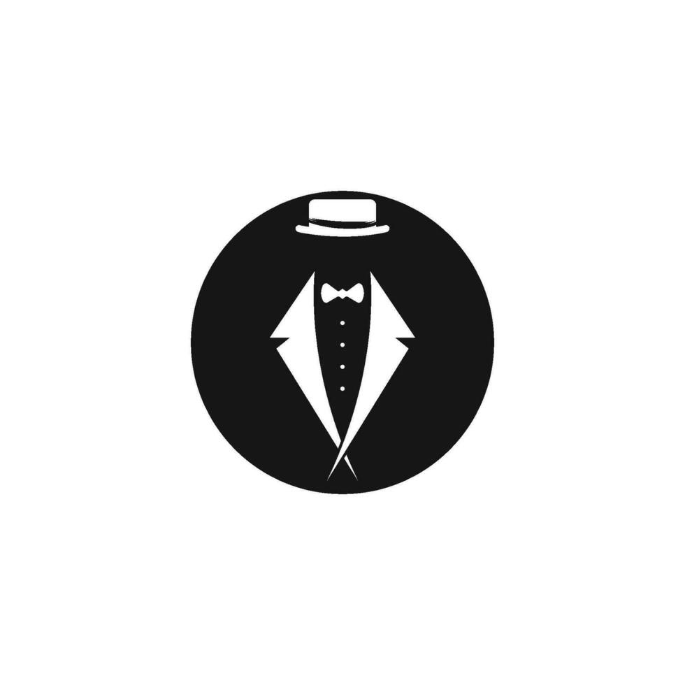 Tuxedo gentleman logo design vector