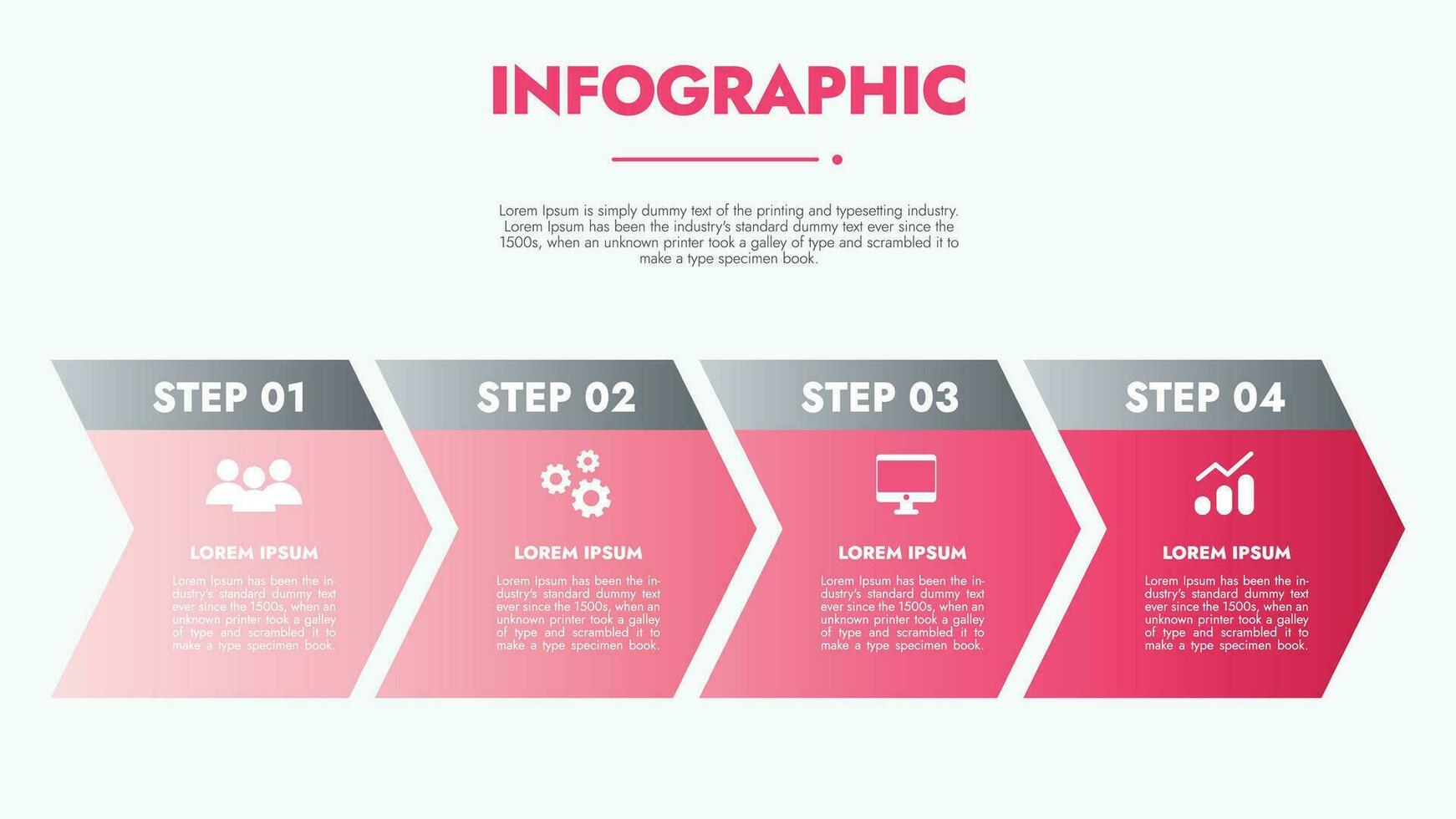 Infographic template for presentations and features data visualization includes a process chart with diagrams, steps, options. The concept for marketing through illustrations for drive to success. vector