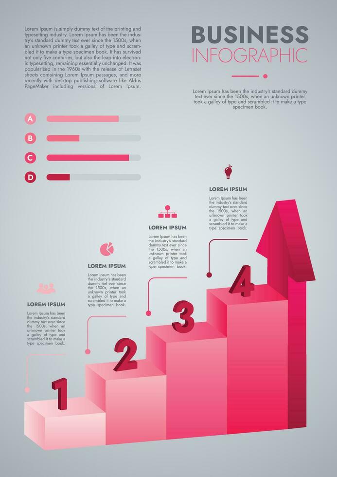 infografía modelo para presentaciones y caracteristicas datos visualización incluye un proceso gráfico con diagramas, pasos, opciones el concepto para márketing mediante ilustraciones para conducir a éxito. vector