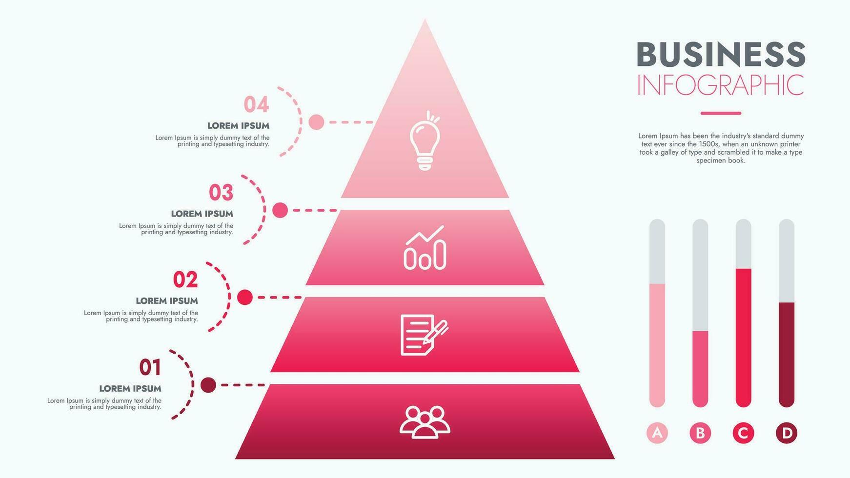 Infographic template for presentations and features data visualization includes a process chart with diagrams, steps, options. The concept for marketing through illustrations for drive to success. vector