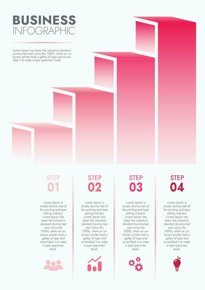 Infographic template for presentations and features data visualization includes a process chart with diagrams, steps, options. The concept for marketing through illustrations for drive to success. vector