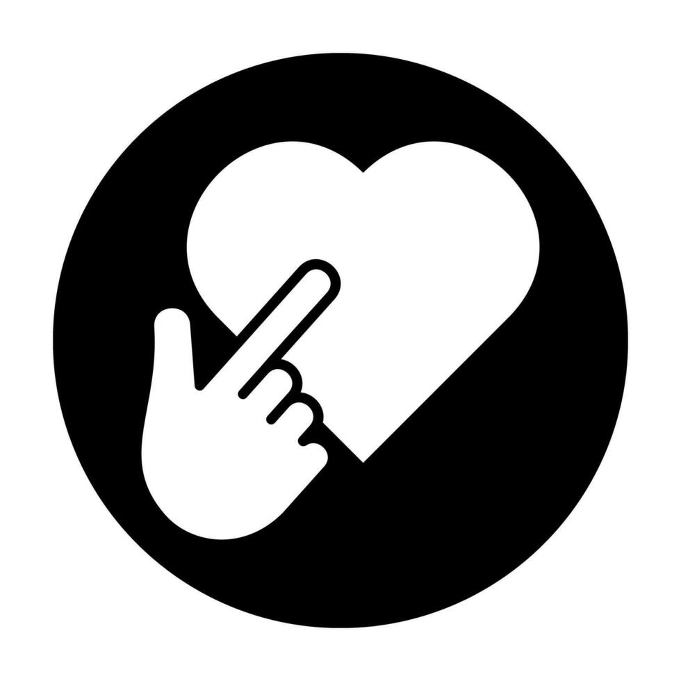 mano dedo amor icono logo comunidad negro circulo blanco diseño vector