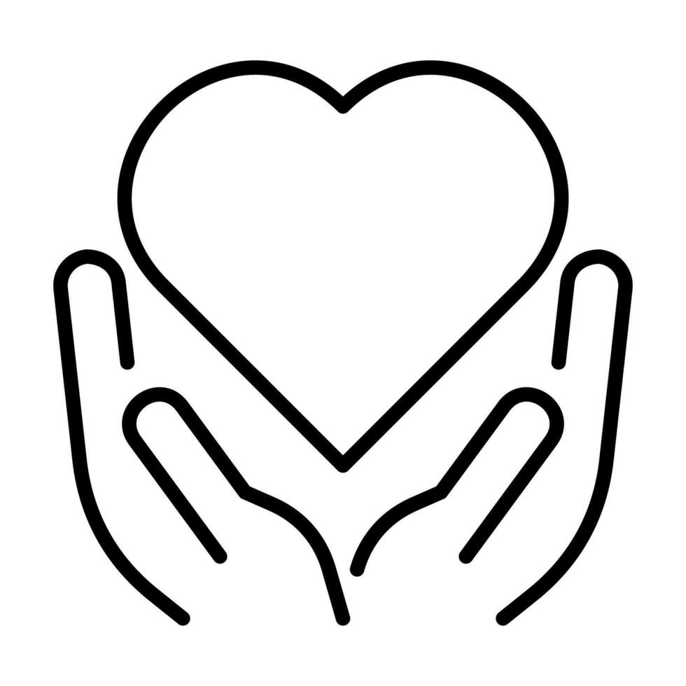 Hands Giving Love Care Outline Icon Button Logo Community Design vector