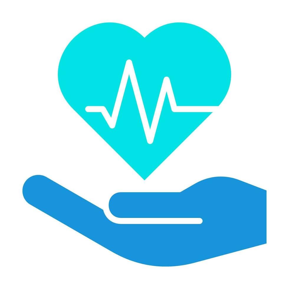 Hands Heartbeat Pulse health Blue Icon Button Logo Community Design vector