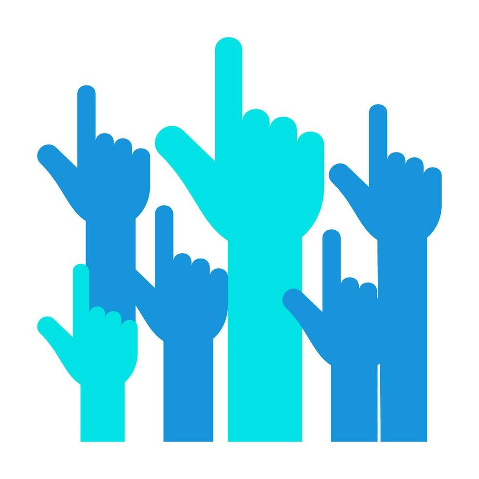 Raising Hands Up Vote Blue Icon Button Logo Community Design vector