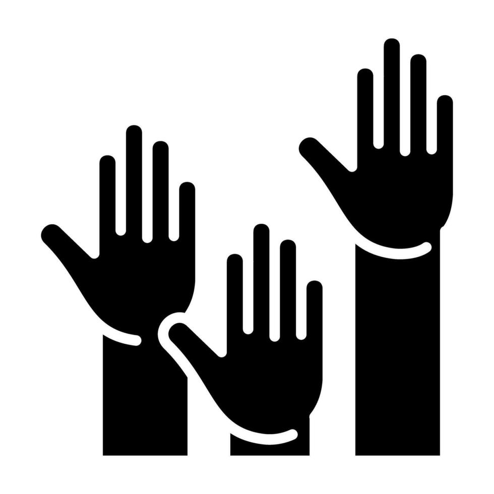 levantamiento manos arriba votación negro icono botón logo comunidad diseño vector