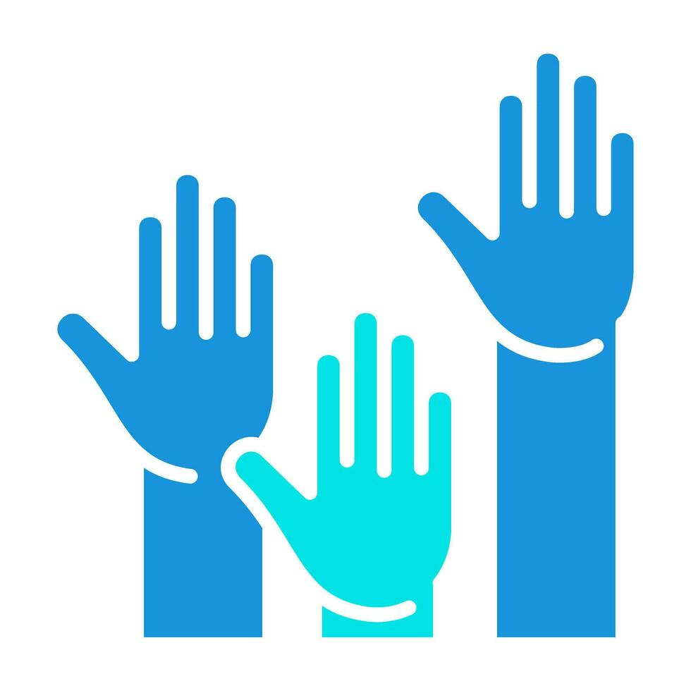 Raising Hands Up Voting Blue Icon Button Logo Community Design vector