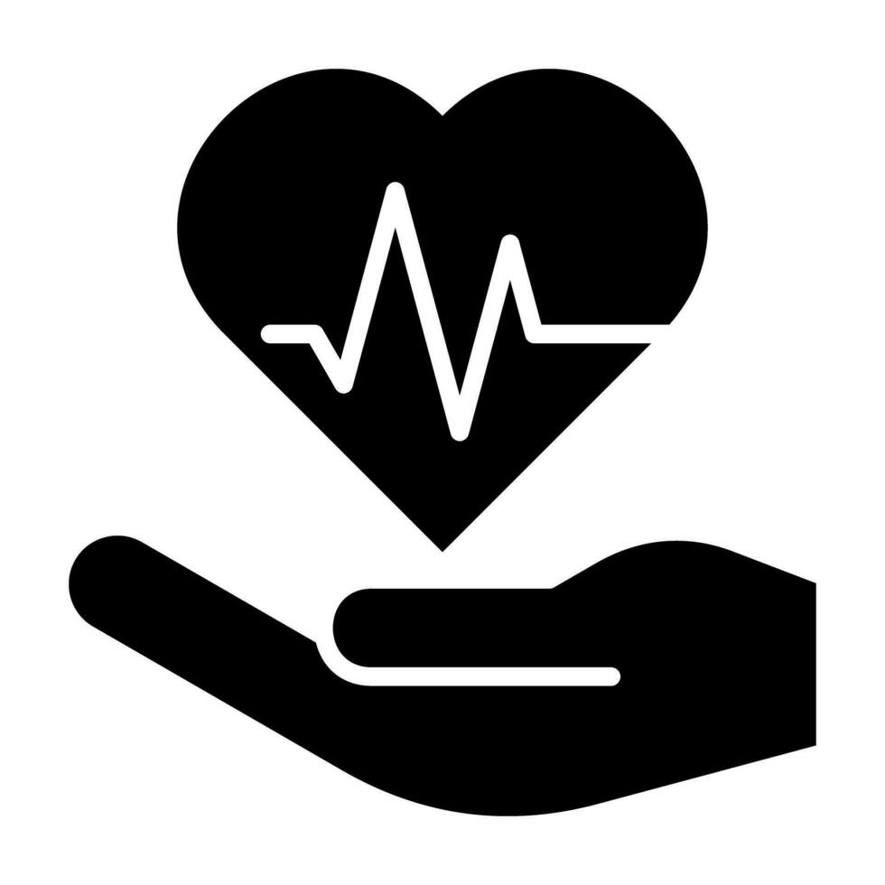 manos latido del corazón legumbres salud negro icono botón logo comunidad diseño vector