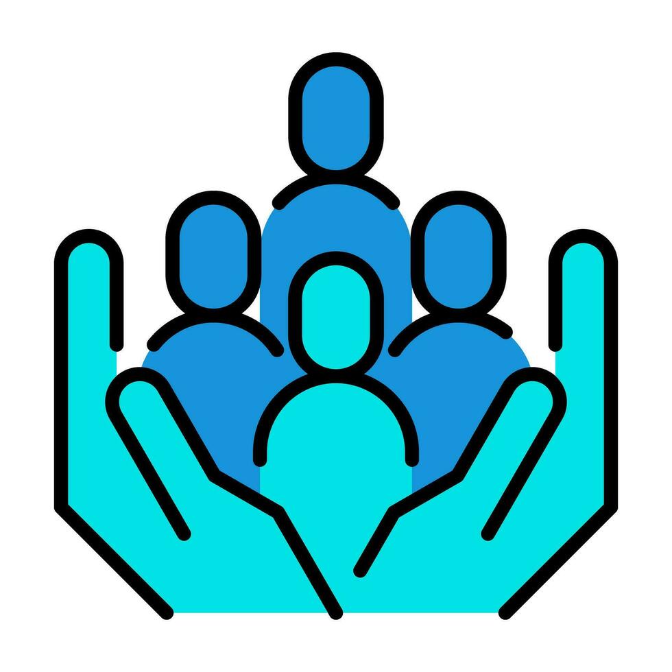 People group Outline Blue Icon Button Logo Community support Design vector