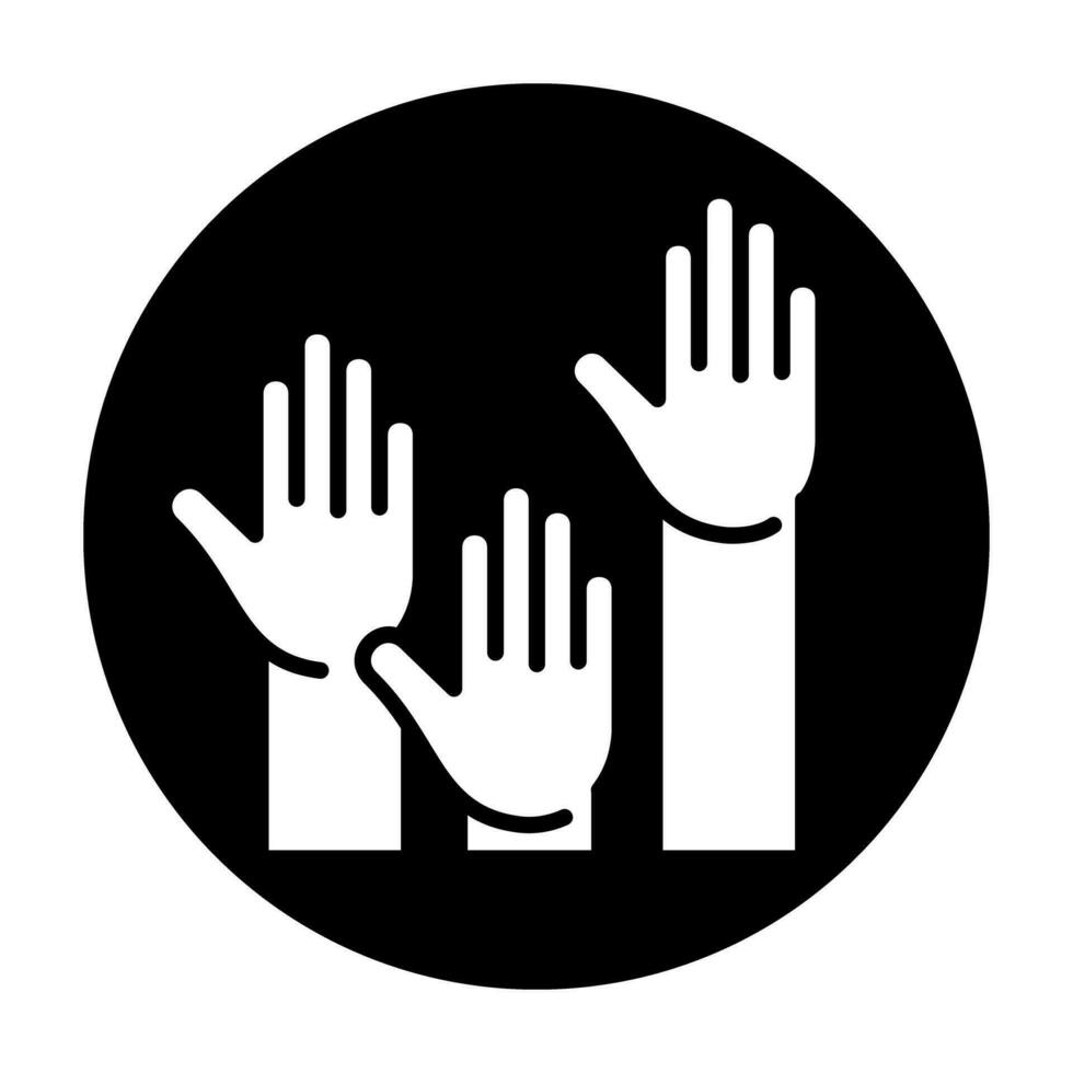 Hands Up Voting Icon Logo Community Black Circle White Design vector