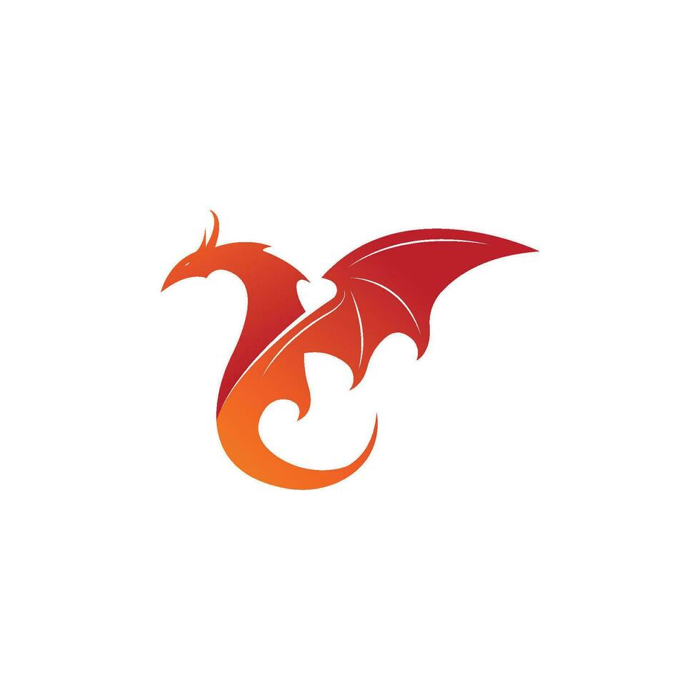 dragon flat color logo template vector