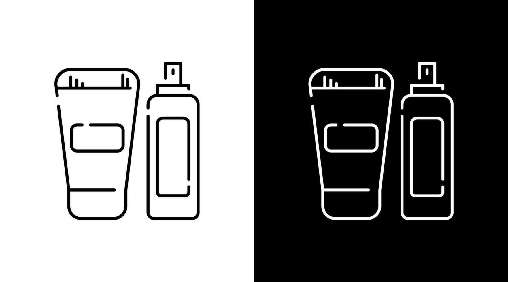 Cosmetics Lotion Skin care bottle Outline Icon Design Black and white vector