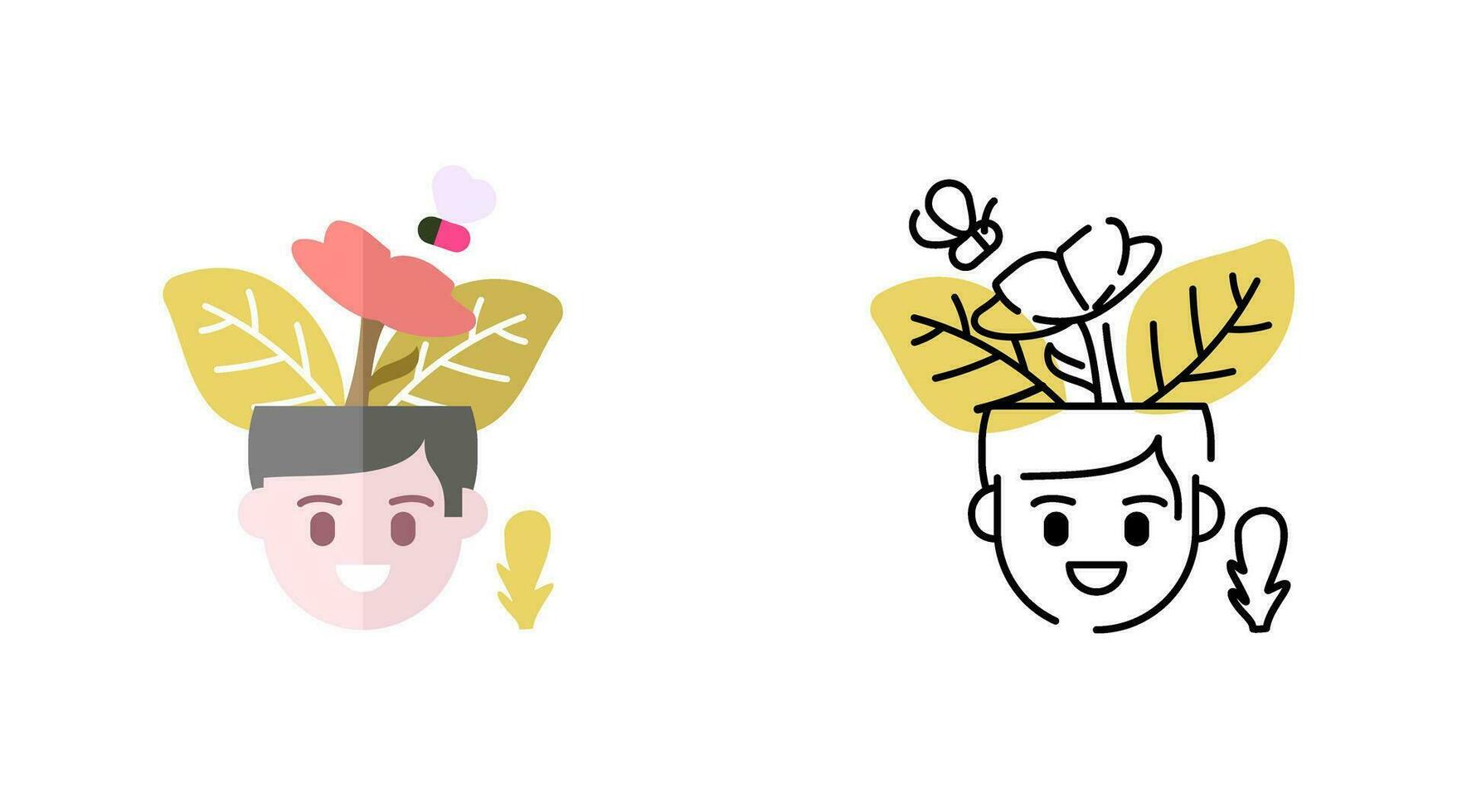Happy boy with flower bloom colorful outline vector