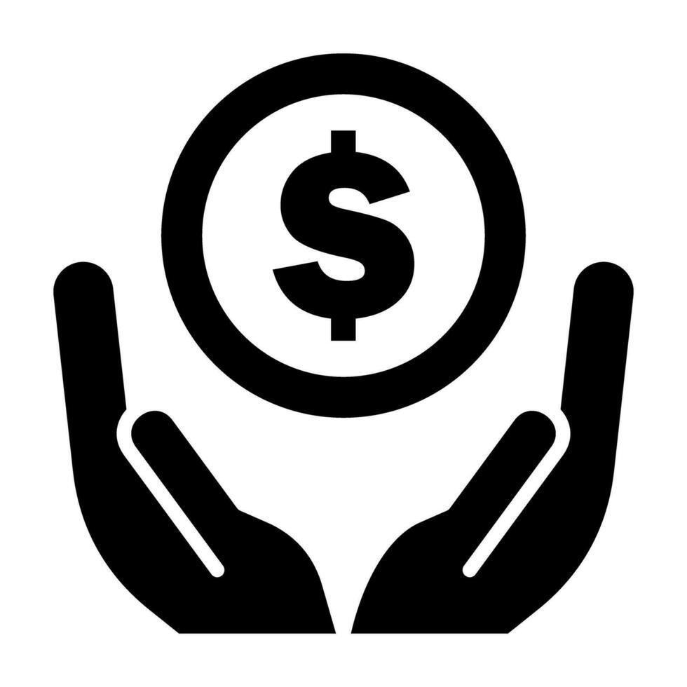 Hands Coin Donation Charity black Icon Button Logo Community Design vector